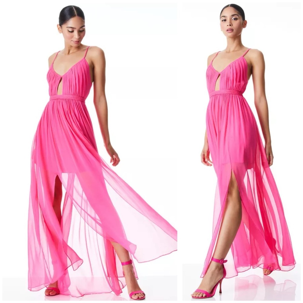 ALICE + OLIVIA Tamar Cut Out Slit Maxi Dress